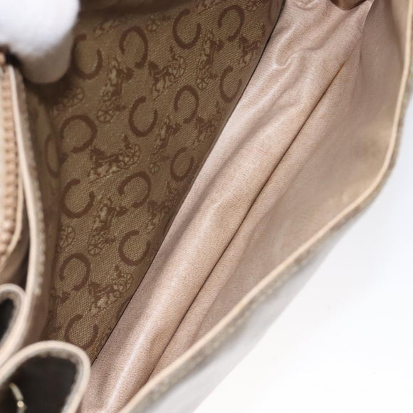 CELINE C Sulky Shoulder Bag Coated Canvas Beige gold Auth 121230