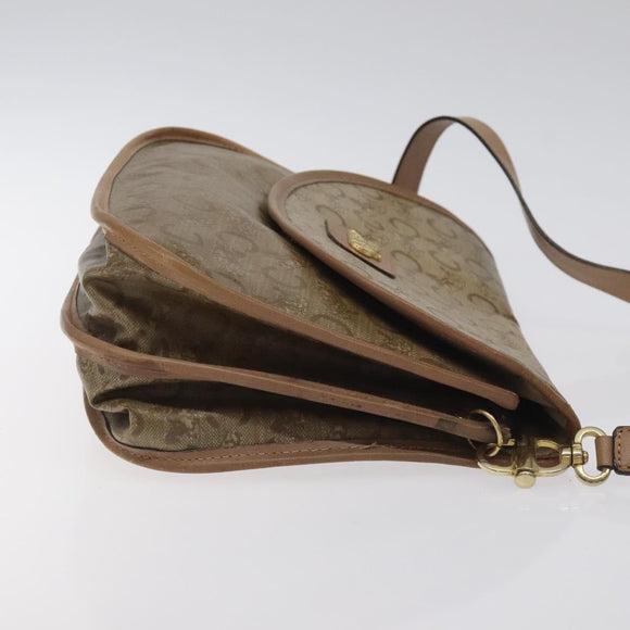 CELINE C Sulky Shoulder Bag Coated Canvas Beige gold Auth 121230