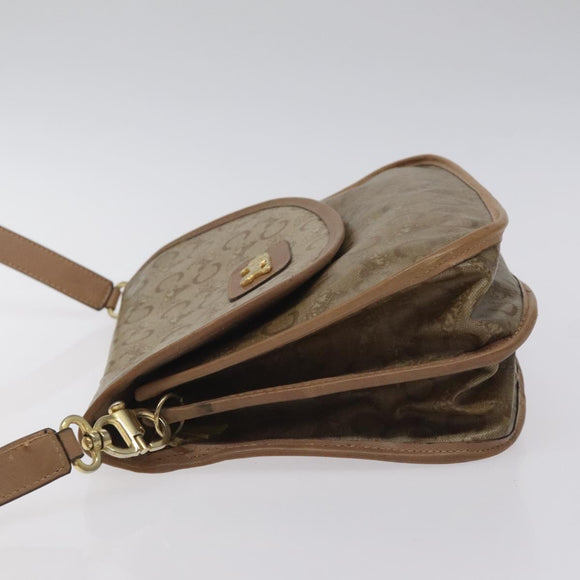 CELINE C Sulky Shoulder Bag Coated Canvas Beige gold Auth 121230