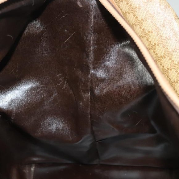 CELINE Macadam Canvas Boston Bag PVC Brown Gold Auth 121232