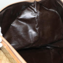 CELINE Macadam Canvas Boston Bag PVC Brown Gold Auth 121232-19