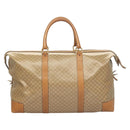 CELINE Macadam Canvas Boston Bag PVC Brown Gold Auth 121232-2
