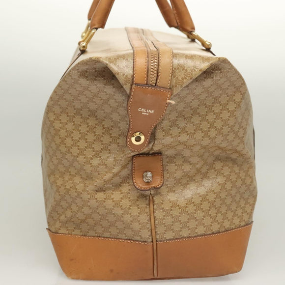 CELINE Macadam Canvas Boston Bag PVC Brown Gold Auth 121232