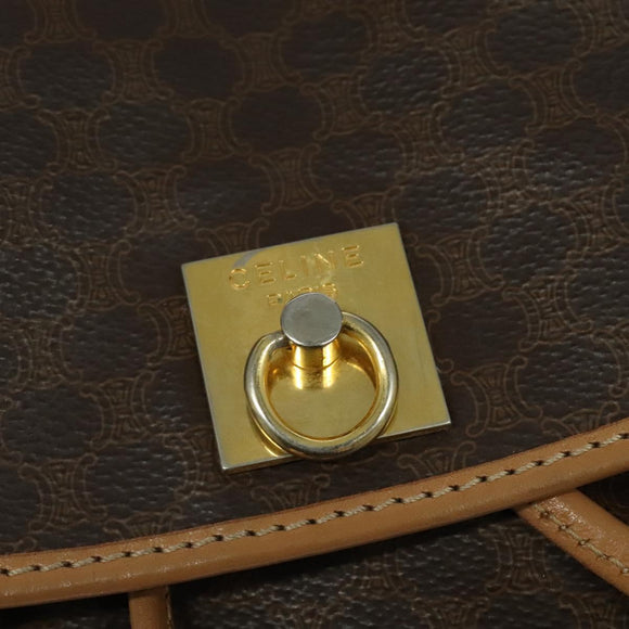 CELINE Macadam Canvas Backpack PVC Leather Brown Gold Auth 121237