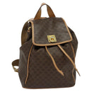 CELINE Macadam Canvas Backpack PVC Leather Brown Gold Auth 121237-1
