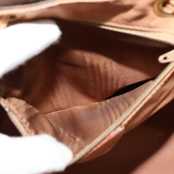 CELINE Macadam Canvas Backpack PVC Leather Brown Gold Auth 121237
