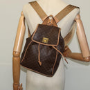 CELINE Macadam Canvas Backpack PVC Leather Brown Gold Auth 121237-21