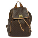 CELINE Macadam Canvas Backpack PVC Leather Brown Gold Auth 121237-13