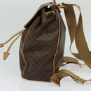 CELINE Macadam Canvas Backpack PVC Leather Brown Gold Auth 121237-3