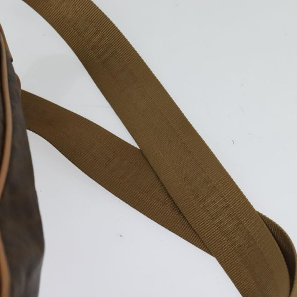 CELINE Macadam Canvas Backpack PVC Leather Brown Gold Auth 121237