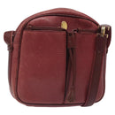 CARTIER Shoulder Bag Leather Bordeaux Gold Auth 121239-1