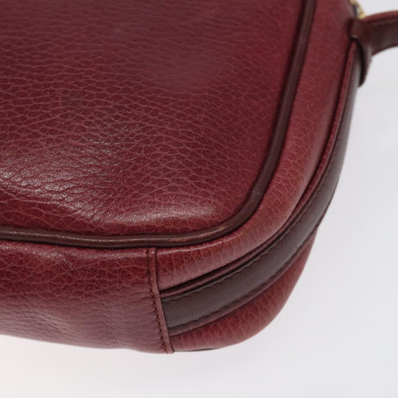 CARTIER Shoulder Bag Leather Bordeaux Gold Auth 121239