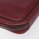 CARTIER Shoulder Bag Leather Bordeaux Gold Auth 121239-16