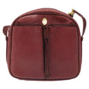 CARTIER Shoulder Bag Leather Bordeaux Gold Auth 121239-13