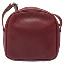 CARTIER Shoulder Bag Leather Bordeaux Gold Auth 121239-2