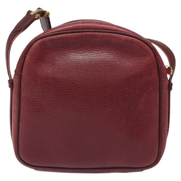 CARTIER Shoulder Bag Leather Bordeaux Gold Auth 121239 - 0