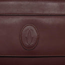 CARTIER Clutch Bag Leather Bordeaux Gold Auth 121240-12