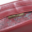CARTIER Clutch Bag Leather Bordeaux Gold Auth 121240-14