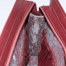 CARTIER Clutch Bag Leather Bordeaux Gold Auth 121240-17