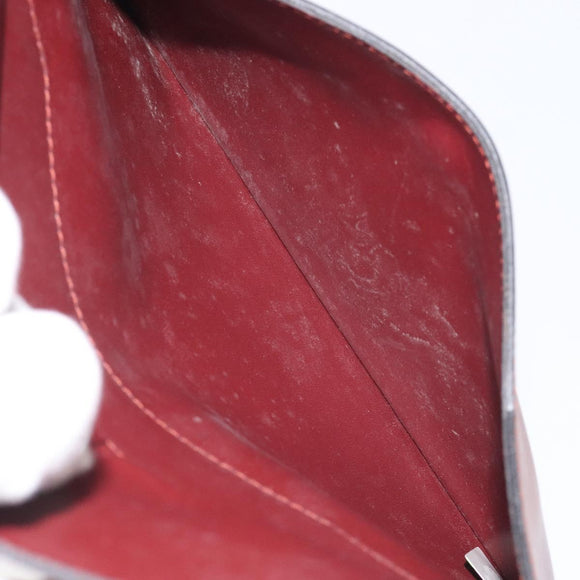 CARTIER Clutch Bag Leather Bordeaux Gold Auth 121240