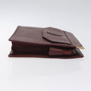 CARTIER Clutch Bag Leather Bordeaux Gold Auth 121240-4