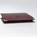 CARTIER Clutch Bag Leather Bordeaux Gold Auth 121240-6