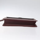 CARTIER Clutch Bag Leather Bordeaux Gold Auth 121240-7