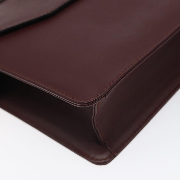 CARTIER Clutch Bag Leather Bordeaux Gold Auth 121240