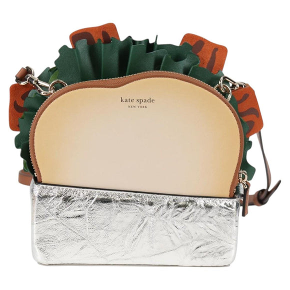 kate spade Glamwich 3D Sandwich Shoulder Bag Leather Brown Gold Auth 121253M