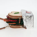 kate spade Glamwich 3D Sandwich Shoulder Bag Leather Brown Gold Auth 121253M-4