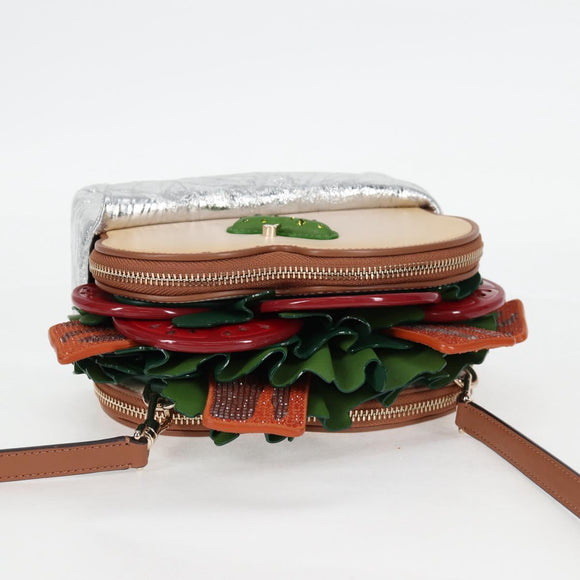 kate spade Glamwich 3D Sandwich Shoulder Bag Leather Brown Gold Auth 121253M