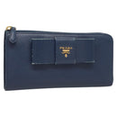 PRADA Long Wallet Safiano leather Blue Auth 121255-1