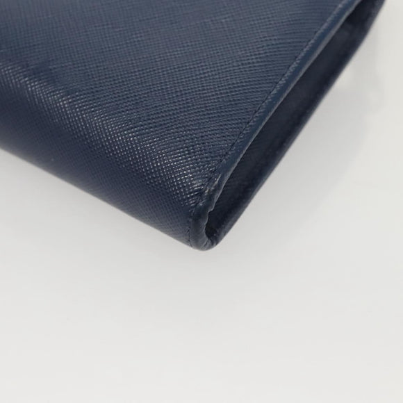 PRADA Long Wallet Safiano leather Blue Auth 121255