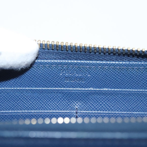 PRADA Long Wallet Safiano leather Blue Auth 121255