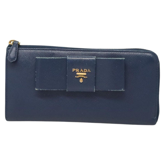 PRADA Long Wallet Safiano leather Blue Auth 121255
