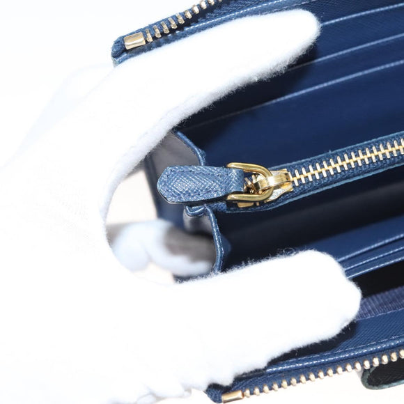 PRADA Long Wallet Safiano leather Blue Auth 121255