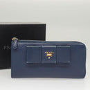 PRADA Long Wallet Safiano leather Blue Auth 121255-12