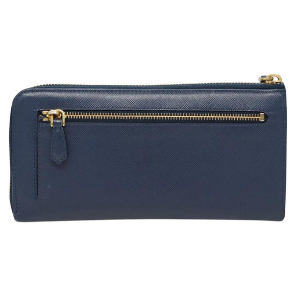 PRADA Long Wallet Safiano leather Blue Auth 121255