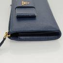 PRADA Long Wallet Safiano leather Blue Auth 121255-4