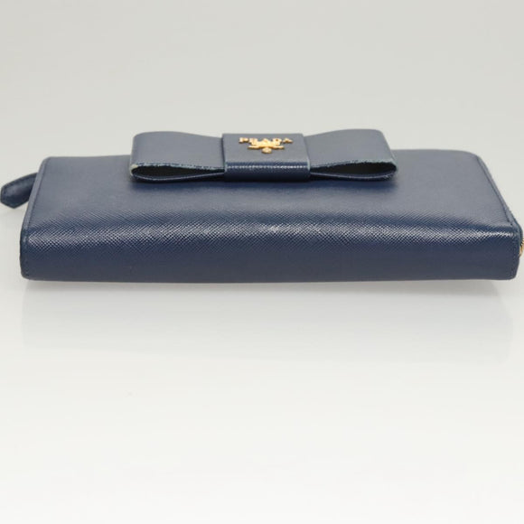 PRADA Long Wallet Safiano leather Blue Auth 121255