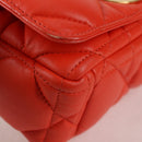 Christian Dior CARO Calo Microcannage Shoulder Bag Leather Orange Auth 121261SAM-8