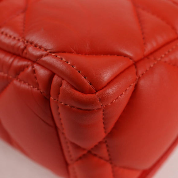 Christian Dior CARO Calo Microcannage Shoulder Bag Leather Orange Auth 121261M