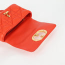 Christian Dior CARO Calo Microcannage Shoulder Bag Leather Orange Auth 121261M-21
