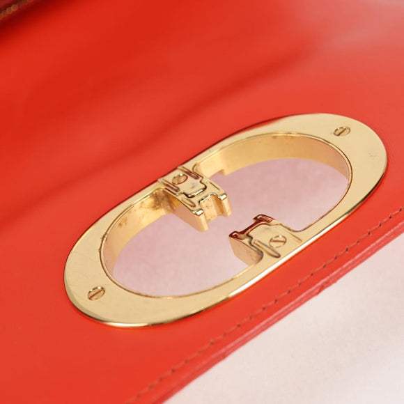 Christian Dior CARO Calo Microcannage Shoulder Bag Leather Orange Auth 121261M