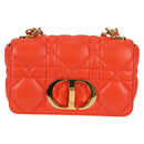 Christian Dior CARO Calo Microcannage Shoulder Bag Leather Orange Auth 121261M-13