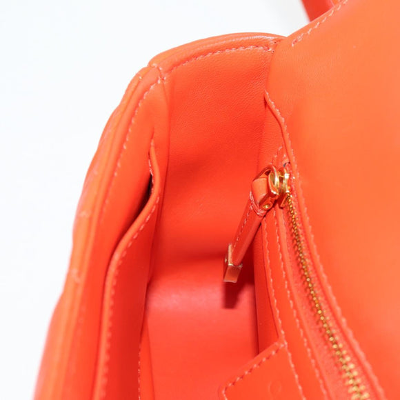 Christian Dior CARO Calo Microcannage Shoulder Bag Leather Orange Auth 121261M