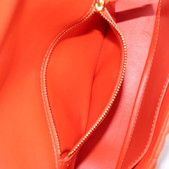 Christian Dior CARO Calo Microcannage Shoulder Bag Leather Orange Auth 121261M