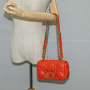 Christian Dior CARO Calo Microcannage Shoulder Bag Leather Orange Auth 121261M-27