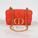 Christian Dior CARO Calo Microcannage Shoulder Bag Leather Orange Auth 121261SAM-12
