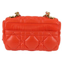 Christian Dior CARO Calo Microcannage Shoulder Bag Leather Orange Auth 121261SAM-2